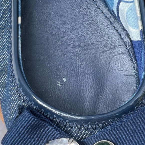 "COACH Poppy Navy/Denim Rhinestone Flats Size 7.5B - Chic Embellished Casual Sho - Picture 12 of 12